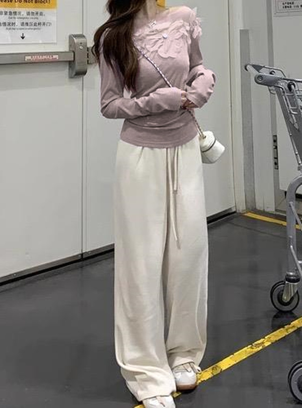 シアーフラワーパールリブトップス