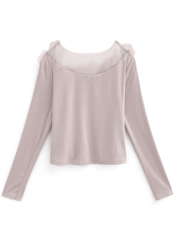 シアーフラワーパールリブトップス