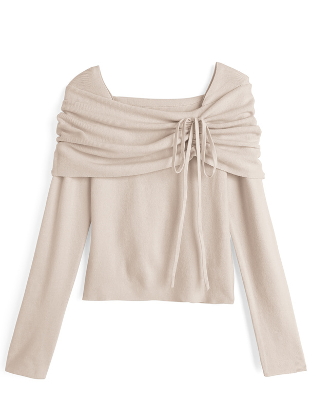 アシンメトリードロストニットップス