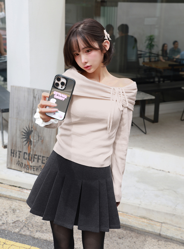 アシンメトリードロストニットップス