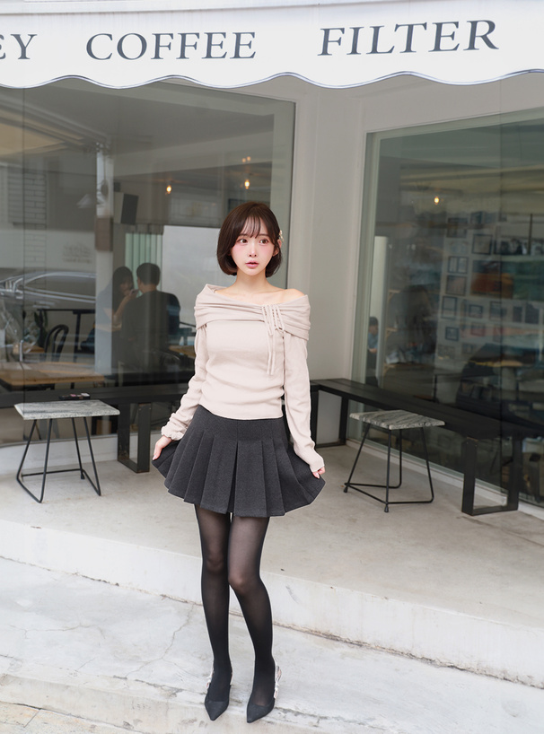 アシンメトリードロストニットップス