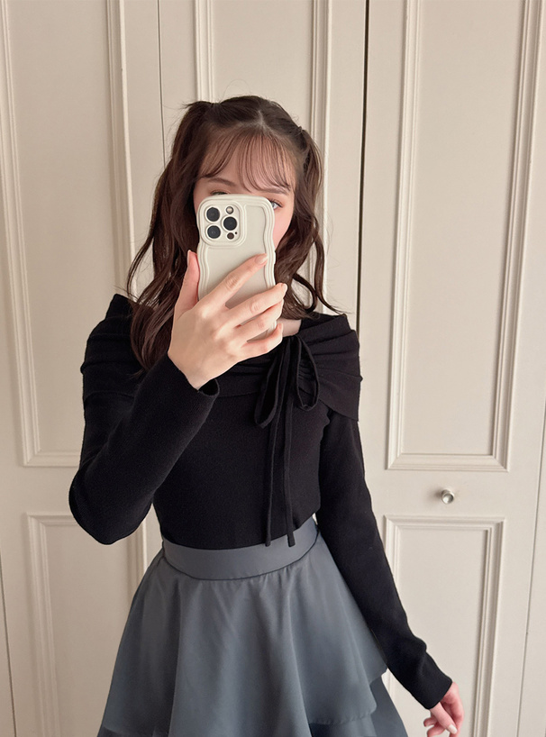 アシンメトリードロストニットップス