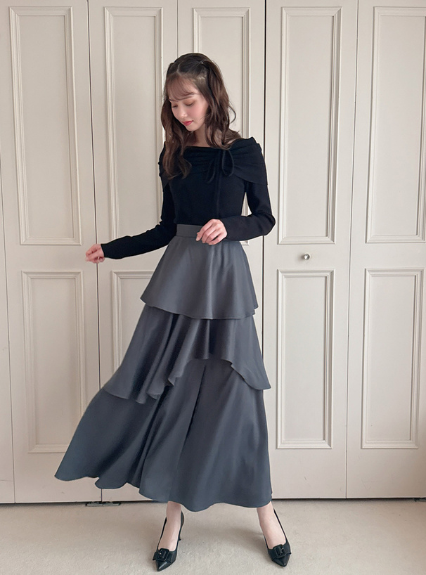 アシンメトリードロストニットップス