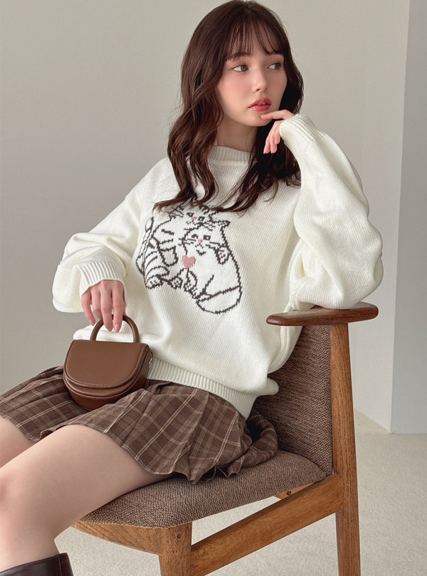 キャットニットトップス[th025] | レディースファッション通販の