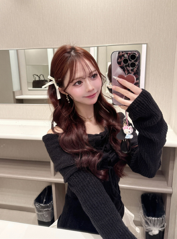 レースアップオフショルダーニットトップス