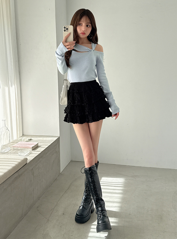 カットアウトツイストニットトップス