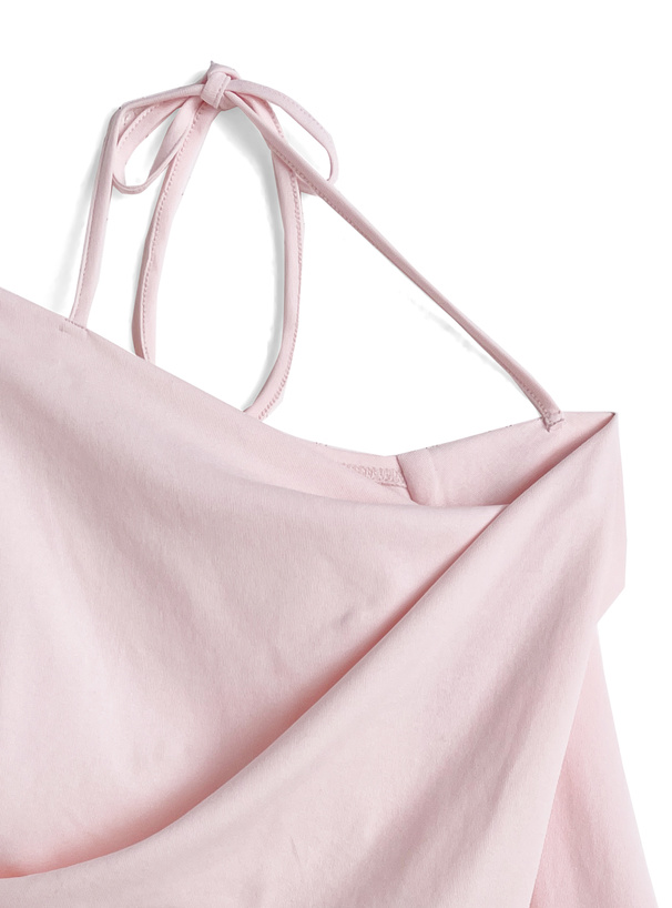 ワンショルダーホルターネックドレープトップス