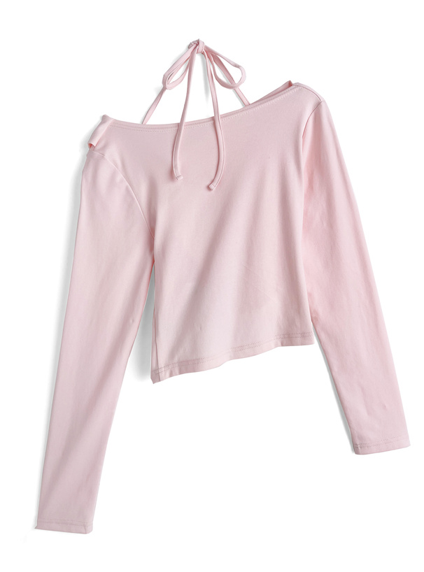 ワンショルダーホルターネックドレープトップス