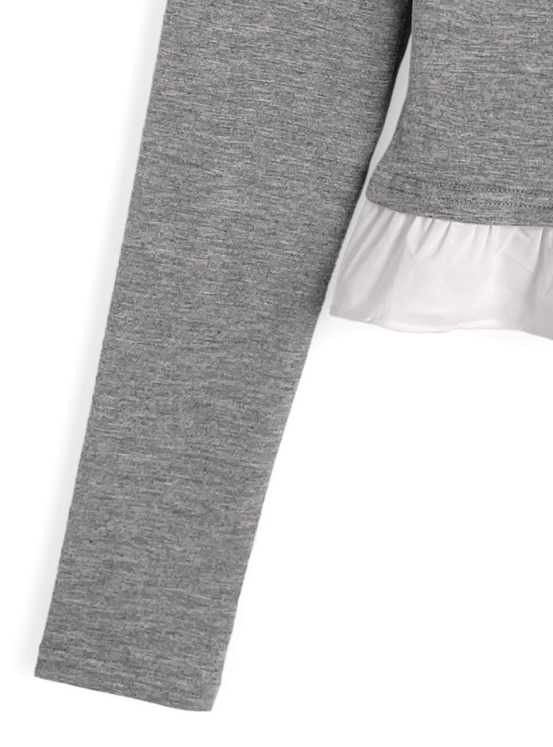 シャツドッキングリボンフリルトップス