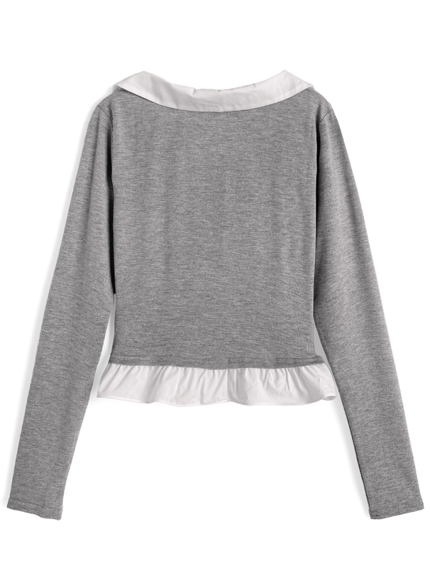 シャツドッキングリボンフリルトップス