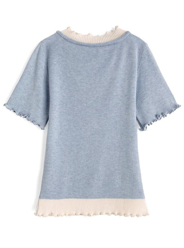 レイヤード風メロウリブニットトップス