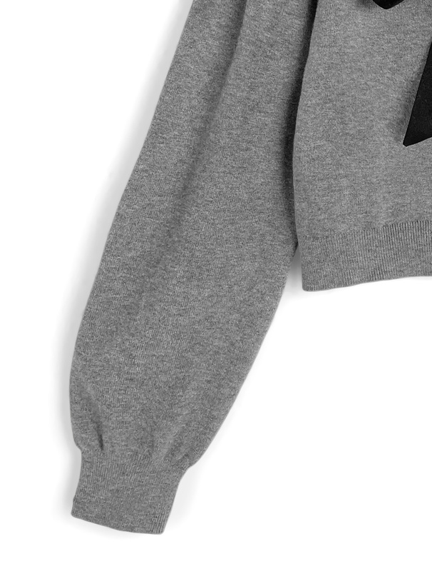 リボンタイ付きビジューボタンニットカーディガン
