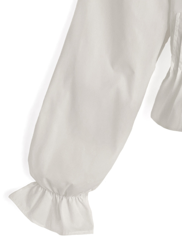 タックフリルレースリボンオフショルダーブラウス