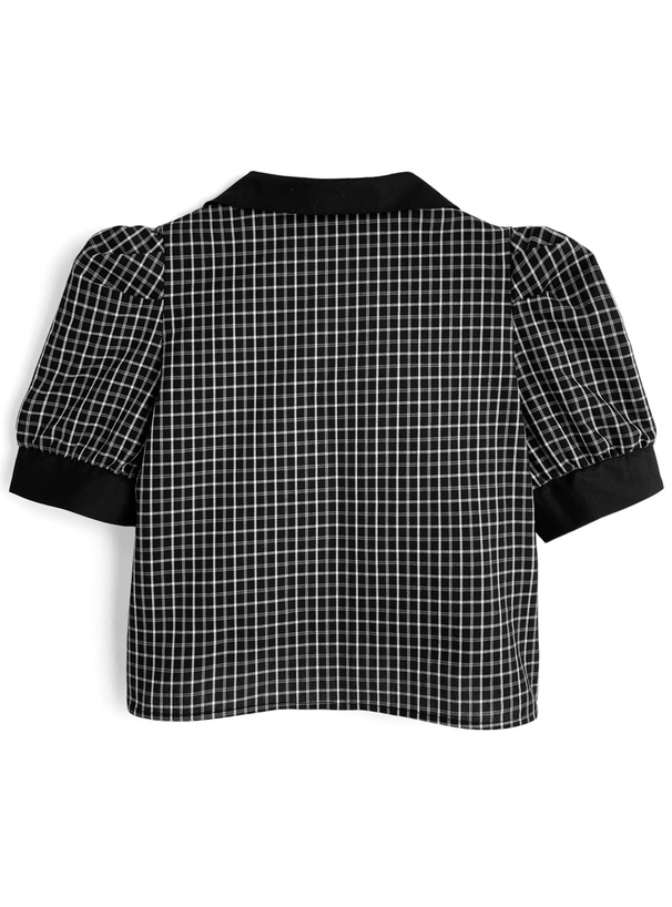 チェック柄ビッグカラーブラウス