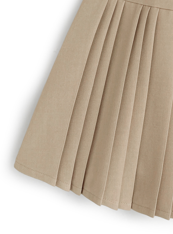 インパン裏地付きダブルベルトプリーツミニスカート