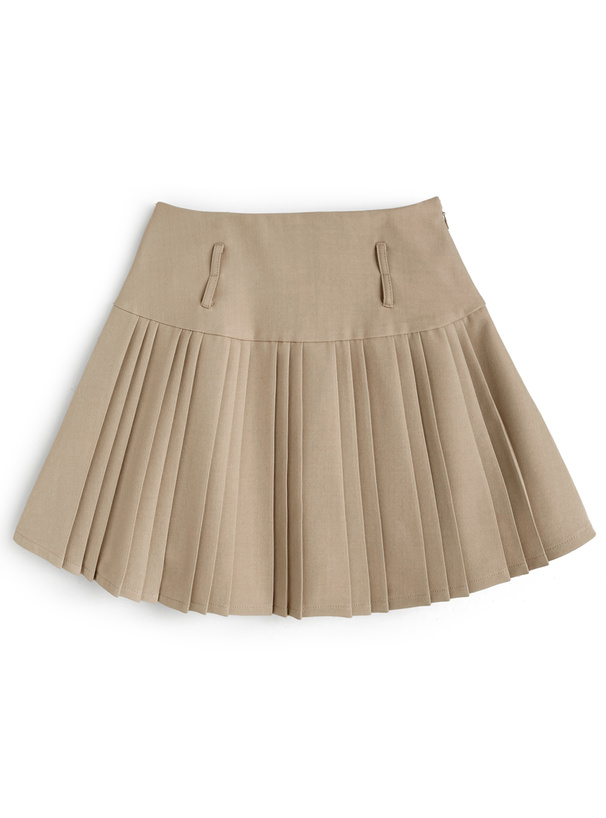 インパン裏地付きダブルベルトプリーツミニスカート