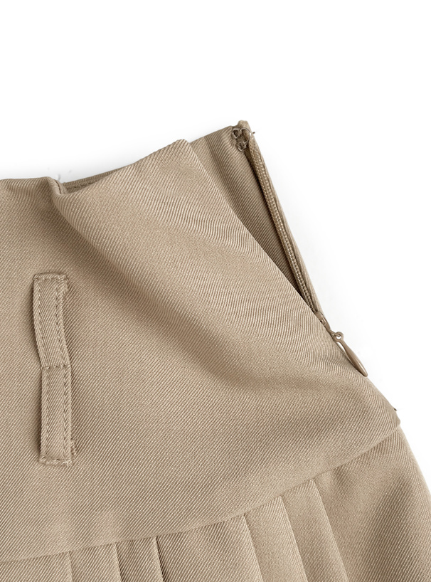 インパン裏地付きダブルベルトプリーツミニスカート