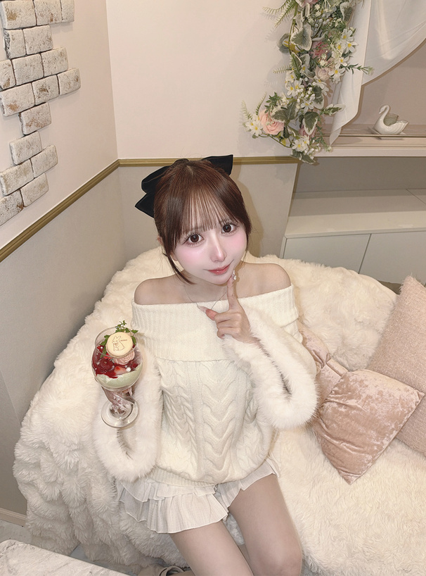 2Wayファースリーブケーブル編みニットトップス