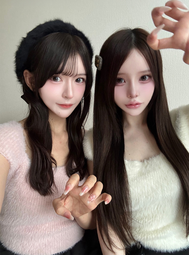 バックリボンスクエアネックシャギーニットトップス