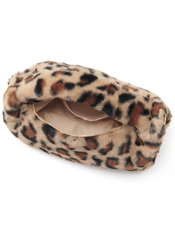 2Wayレオパード柄ワンハンドルファーバッグ