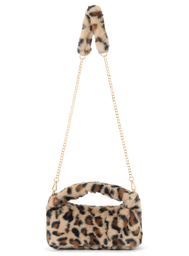 2Wayレオパード柄ワンハンドルファーバッグ