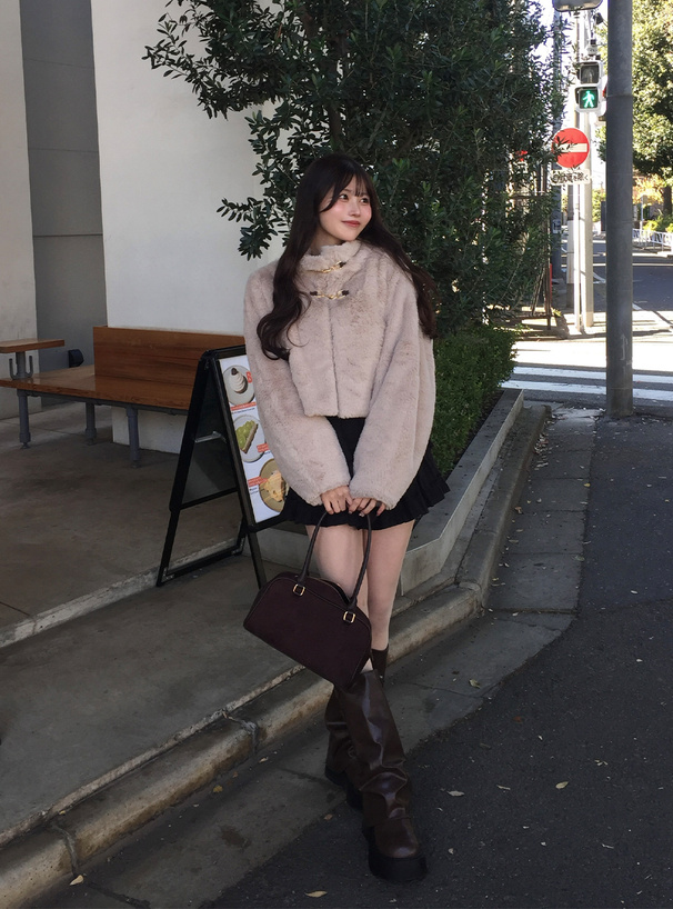 レザーコンビスエードポケットボストンバッグ