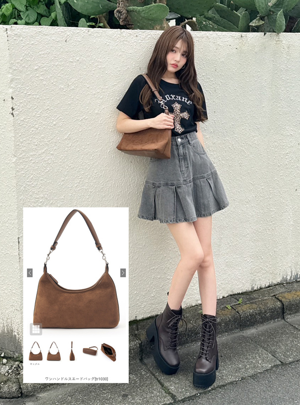 ワンハンドルスエードバッグ[tr1030] | レディースファッション通販の