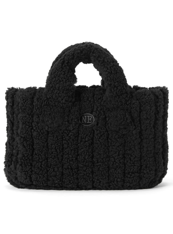 ロゴ刺繍ボアハンドバッグ