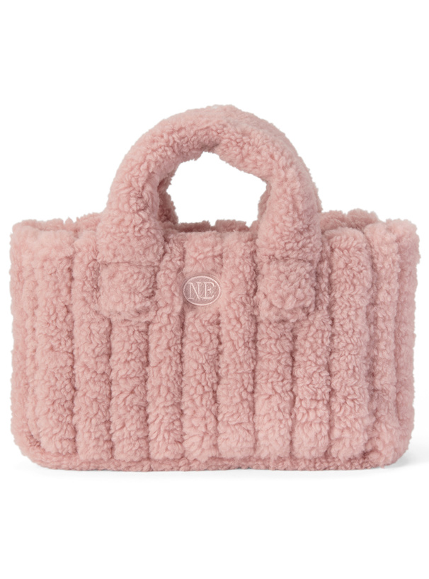 ロゴ刺繍ボアハンドバッグ