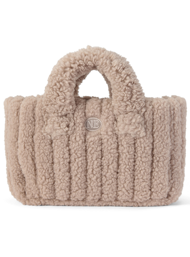 ロゴ刺繍ボアハンドバッグ