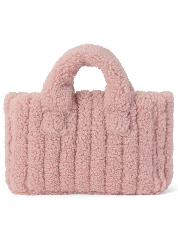 ロゴ刺繍ボアハンドバッグ