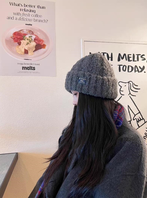 タグ付きウール混ニット帽