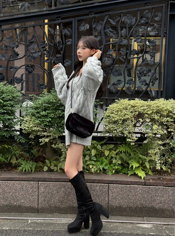 ファーフラップショルダーバッグ