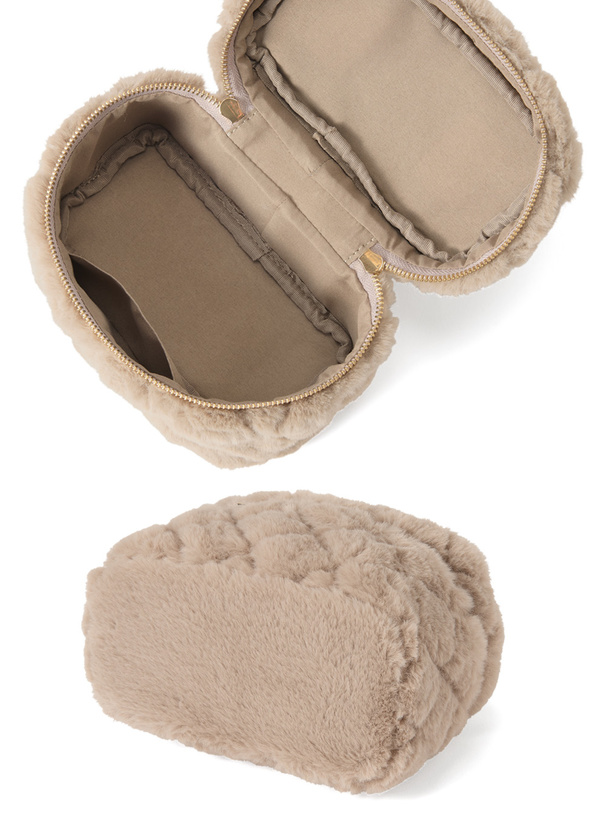 2Wayファーキルティングバニティバッグ