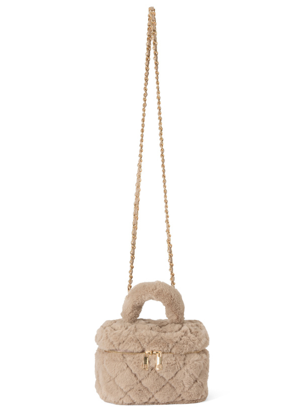 2Wayファーキルティングバニティバッグ