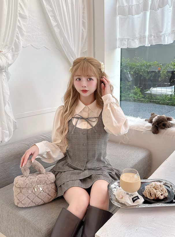 2Wayファーキルティングバニティバッグ