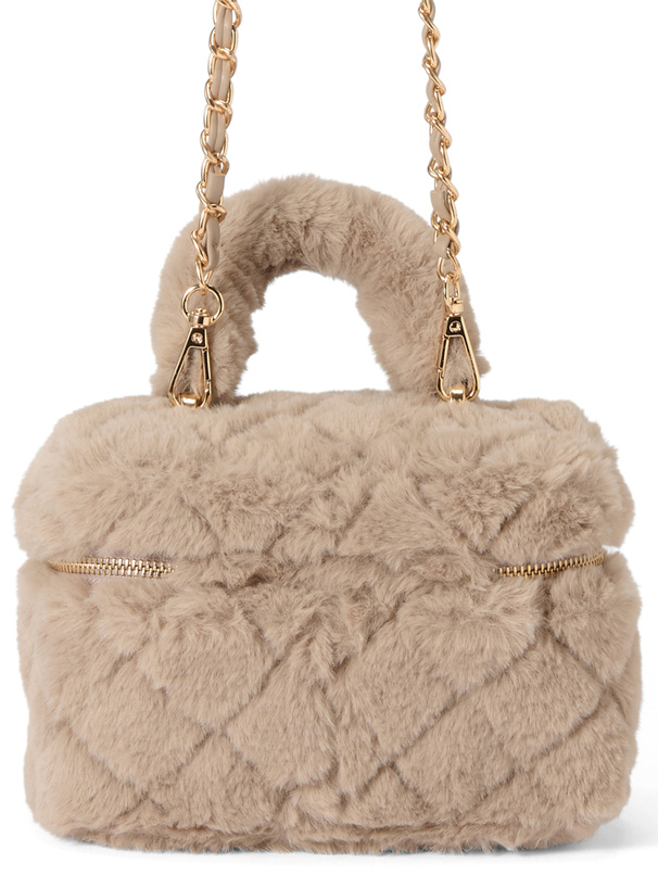 2Wayファーキルティングバニティバッグ