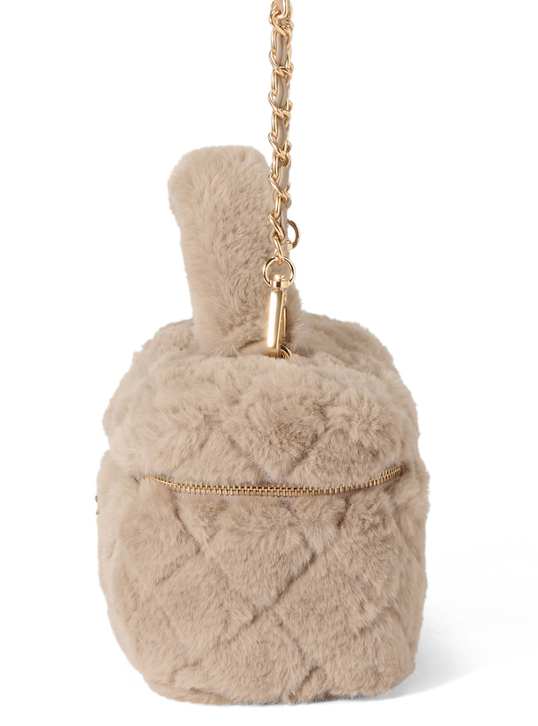 2Wayファーキルティングバニティバッグ