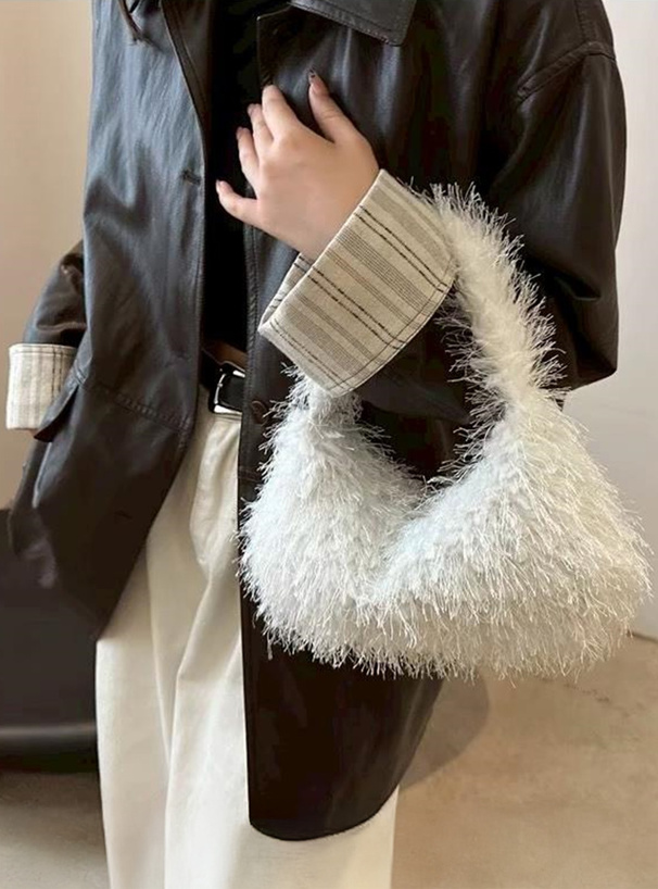 フリンジボアワンハンドルバッグ