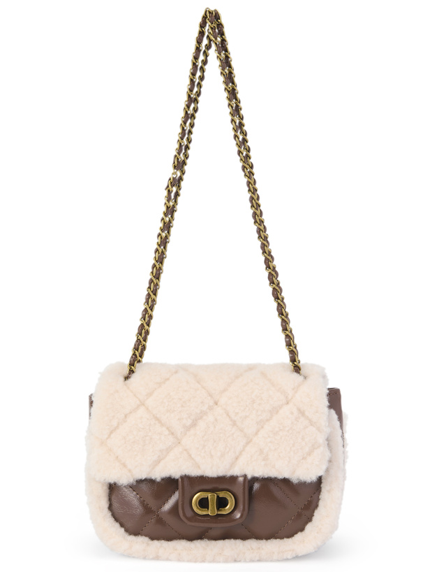 ボアキルティングフラップショルダーバッグ