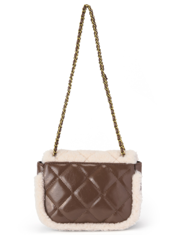 ボアキルティングフラップショルダーバッグ