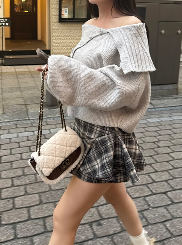 ボアキルティングフラップショルダーバッグ
