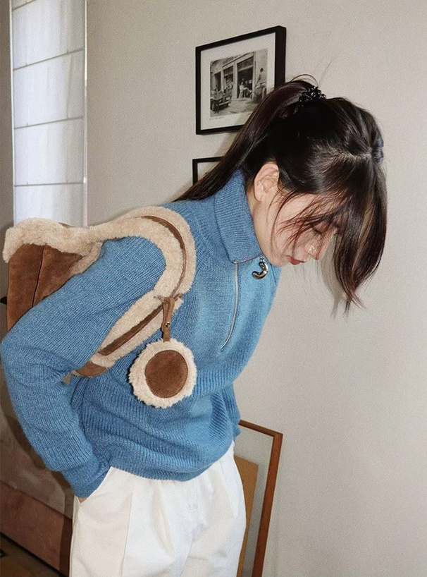 ポーチ付きムートンスクエアバッグ