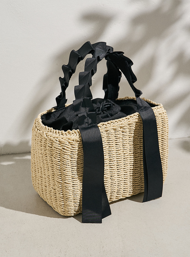 リボンギャザーペーパーカゴバッグ Tr107 レディースファッション通販のグレイル Grl 公式