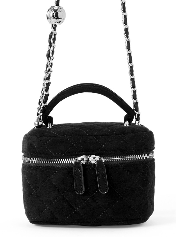 スエードキルティングチェーンショルダーミニバニティバッグ