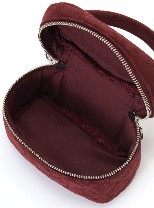 スエードキルティングチェーンショルダーミニバニティバッグ