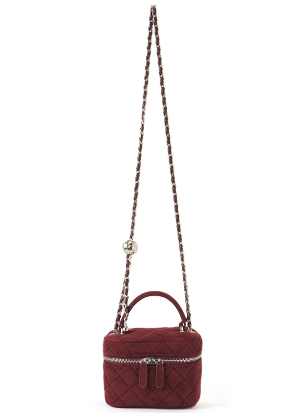 スエードキルティングチェーンショルダーミニバニティバッグ