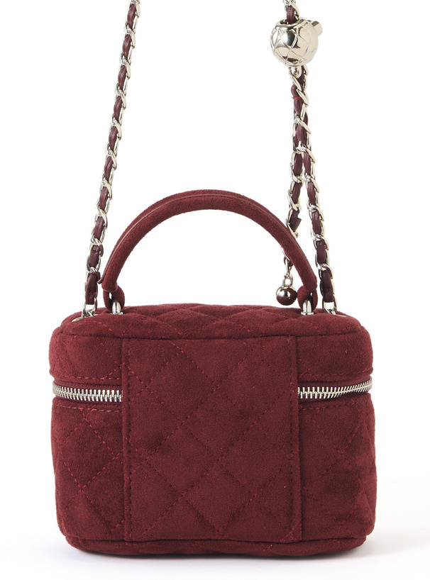 スエードキルティングチェーンショルダーミニバニティバッグ