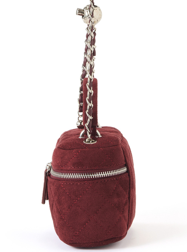 スエードキルティングチェーンショルダーミニバニティバッグ