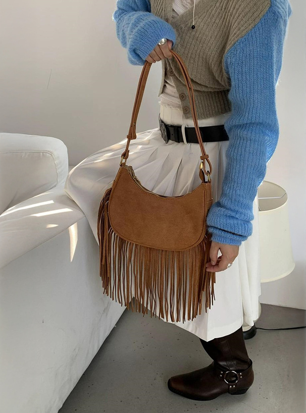 スエードフリンジショルダーバッグ